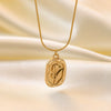 Wholesale French Retro Embossed Tulip K Goldplated Titanium Steel Pendant Necklace For Women