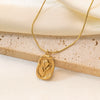 Wholesale French Retro Embossed Tulip K Goldplated Titanium Steel Pendant Necklace For Women