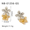 Wholesale French Retro Flower Suit Tassel Earrings In Stainless Steel With 18K Gold Plated Electroplating And Geometric Flower Design