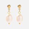 Wholesale French Retro Freshwater Pearl Pendant Earrings Stainless Steel Non Fading Geometric Style For Women