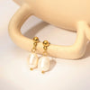 Wholesale French Retro Freshwater Pearl Pendant Earrings Stainless Steel Non Fading Geometric Style For Women