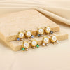 Wholesale French Retro Geometric Imitation Pearl And Stainless Steel Earrings For Women With Electroplating