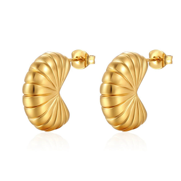 Wholesale French Retro Geometric Semicircle Hollow Stainless Steel 18K Goldplated Women's Earrings