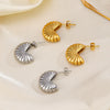 Wholesale French Retro Geometric Semicircle Hollow Stainless Steel 18K Goldplated Women's Earrings