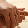 Wholesale French Retro Geometric Stainless Steel Electroplated Inlaid Zircon Open Ring For Women