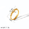 Wholesale French Retro Geometric Stainless Steel Electroplated Inlaid Zircon Open Ring For Women
