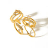 Wholesale French Retro Geometric Stainless Steel Electroplated Inlaid Zircon Open Ring For Women