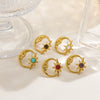 Wholesale French Retro Geometry Natural Stone Inlaid Stainless Steel Earrings