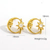 Wholesale French Retro Geometry Natural Stone Inlaid Stainless Steel Earrings