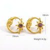 Wholesale French Retro Geometry Natural Stone Inlaid Stainless Steel Earrings