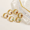 Wholesale French Retro Geometry Natural Stone Inlaid Stainless Steel Earrings