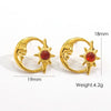 Wholesale French Retro Geometry Natural Stone Inlaid Stainless Steel Earrings