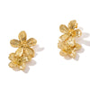 Wholesale French Retro Gold Flower And Leaf Tassel Earrings Stainless Steel 18K Vacuum Plated In Furnace For Women