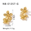 Wholesale French Retro Gold Flower And Leaf Tassel Earrings Stainless Steel 18K Vacuum Plated In Furnace For Women