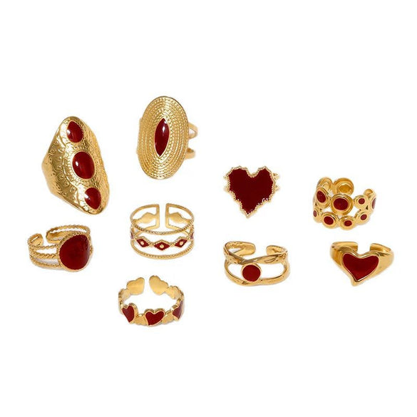 Wholesale French Retro High End Medieval Niche Personality Stainless Steel Open Ring For Women With Geometric Pattern Electroplating And Oil Pressure Processing