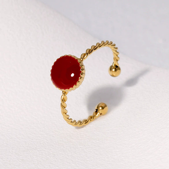 Wholesale French Retro High End Medieval Niche Personality Stainless Steel Open Ring For Women With Geometric Pattern Electroplating And Oil Pressure Processing