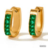 Wholesale French Retro Inlaid Zircon Earrings In Heavy Stainless Steel With Geometric Design And Electroplating