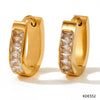 Wholesale French Retro Inlaid Zircon Earrings In Heavy Stainless Steel With Geometric Design And Electroplating