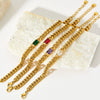 Wholesale French Retro Metal Bracelet With Cuban Chain Emerald Zircon Stainless Steel Geometric Styling Electroplating Treatment