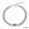 Wholesale French Retro Metal Bracelet With Cuban Chain Emerald Zircon Stainless Steel Geometric Styling Electroplating Treatment