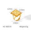 Wholesale French Retro Natural Stone Stainless Steel Open Ring With Geometric Pattern And Electroplating For Women