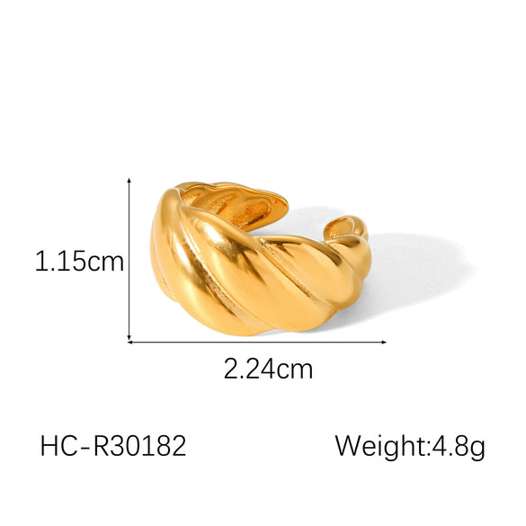 Wholesale French Retro Natural Stone Stainless Steel Open Ring With Geometric Pattern And Electroplating For Women