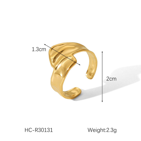 Wholesale French Retro Natural Stone Stainless Steel Open Ring With Geometric Pattern And Electroplating For Women