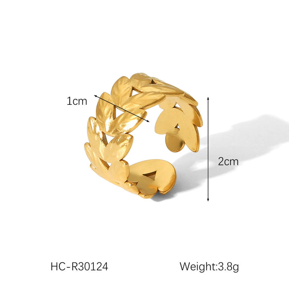 Wholesale French Retro Natural Stone Stainless Steel Open Ring With Geometric Pattern And Electroplating For Women