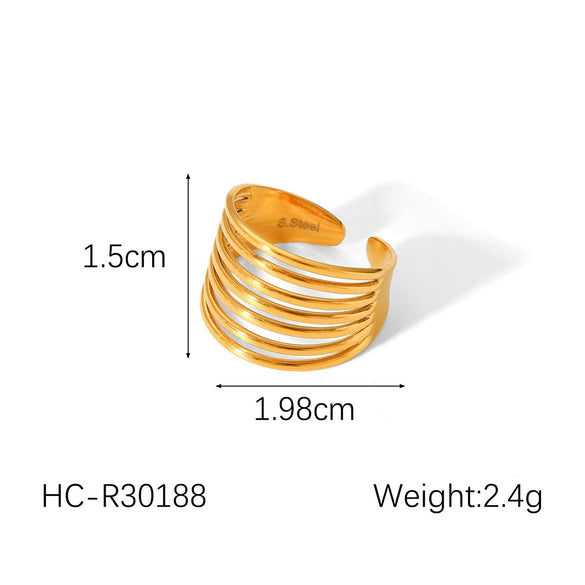 Wholesale French Retro Natural Stone Stainless Steel Open Ring With Geometric Pattern And Electroplating For Women