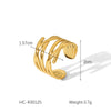 Wholesale French Retro Natural Stone Stainless Steel Open Ring With Geometric Pattern And Electroplating For Women