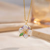 Wholesale French Retro Oil Drop Baroque Freshwater Pearl Light Luxury Enamel Painted Flower Pendant Titanium Steel Geometric Ochain