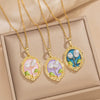 Wholesale French Retro Oil Dropping Baroque Freshwater Pearl Light Luxury Enamel Painted Flower Pendant Necklace In Copper With Geometric Shape And Dripping Oil Process