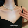 Wholesale French Retro Pearl And Mixed Gem Inlay Bow Necklace For Women