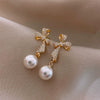 Wholesale French Retro Pearl Earrings With 925 Silver Needles Alloy Material Geometric Pattern And Diamondencrusted Design For Women