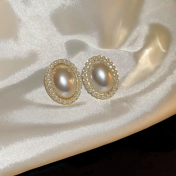 Wholesale French Retro Pearl Earrings With 925 Silver Needles Alloy Material Geometric Pattern And Diamondencrusted Design For Women