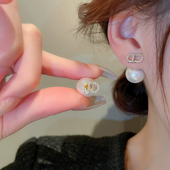 Wholesale French Retro Pearl Earrings With 925 Silver Needles Alloy Material Geometric Pattern And Diamondencrusted Design For Women
