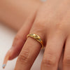 Wholesale French Retro Round Female Titanium Steel Ring Inlaid With White Zircon And Electroplated With 18K Gold Geometric Pattern