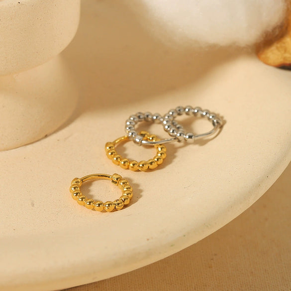 Wholesale French Retro Simple Geometric Stainless Steel Handthrown Ball Electroplated Earrings For Women