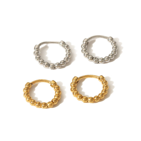 Wholesale French Retro Simple Geometric Stainless Steel Handthrown Ball Electroplated Earrings For Women