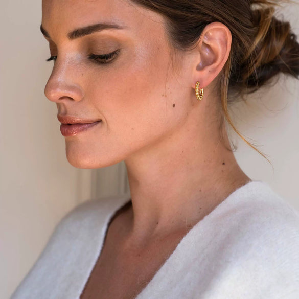 Wholesale French Retro Simple Geometric Stainless Steel Handthrown Ball Electroplated Earrings For Women