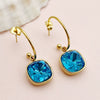 Wholesale French Retro Square Zircon Earrings Stainless Steel Electroplated For Women