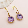 Wholesale French Retro Square Zircon Earrings Stainless Steel Electroplated For Women
