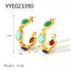 Wholesale French Retro Stainless Steel Cshaped Earrings With Inlaid Natural Stone 18K Goldplated By Vacuum Real Gold Electroplating In Pvd Furnace