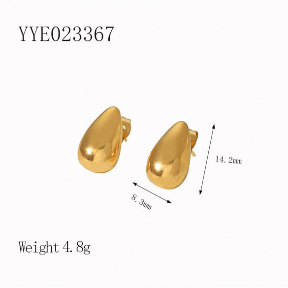 Wholesale French Retro Stainless Steel Drop Shape Earrings 18K Gold Plated With Vacuum Real Gold Electroplating In Pvd Furnace For Women