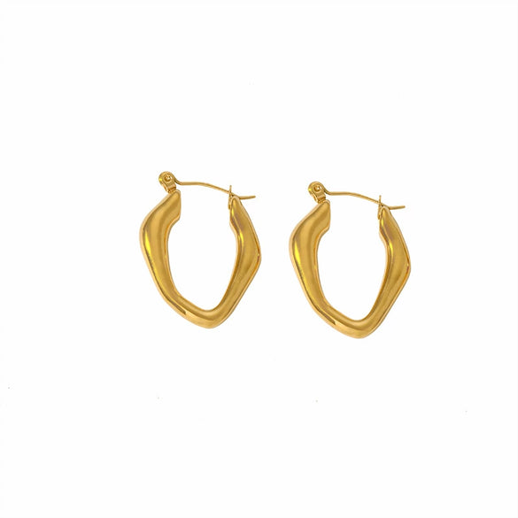 Wholesale French Retro Stainless Steel Drop Shape Earrings 18K Gold Plated With Vacuum Real Gold Electroplating In Pvd Furnace For Women