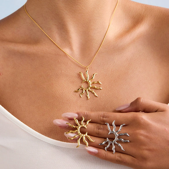 Wholesale French Retro Stainless Steel Geometric Half Hollow Sun Earrings Jewelry With Electroplating