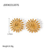 Wholesale French Retro Stainless Steel Geometric Half Hollow Sun Earrings Jewelry With Electroplating