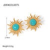 Wholesale French Retro Stainless Steel Geometric Half Hollow Sun Earrings Jewelry With Electroplating