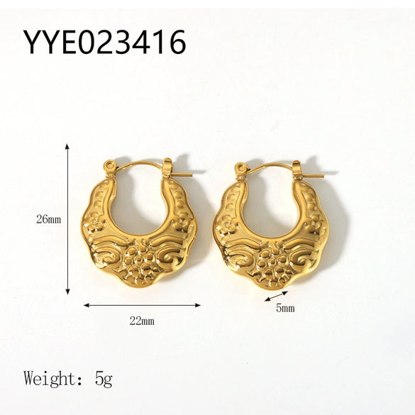 Wholesale French Retro Stainless Steel Heart Shaped Love Earrings With Vacuum Real Gold Electroplating In Pvd Furnace For Women