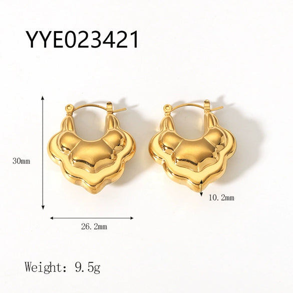 Wholesale French Retro Stainless Steel Heart Shaped Love Earrings With Vacuum Real Gold Electroplating In Pvd Furnace For Women